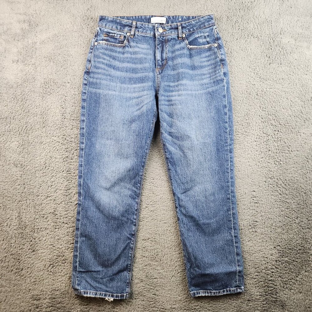 Women's Curvy Fit Straight Crop Leg Jeans Size‎ 27 Blue Mid Rise Relaxed Casual